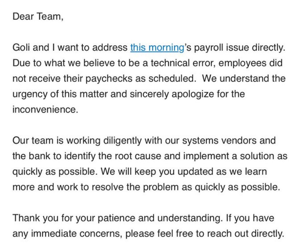 Politico E-mail to its employees.