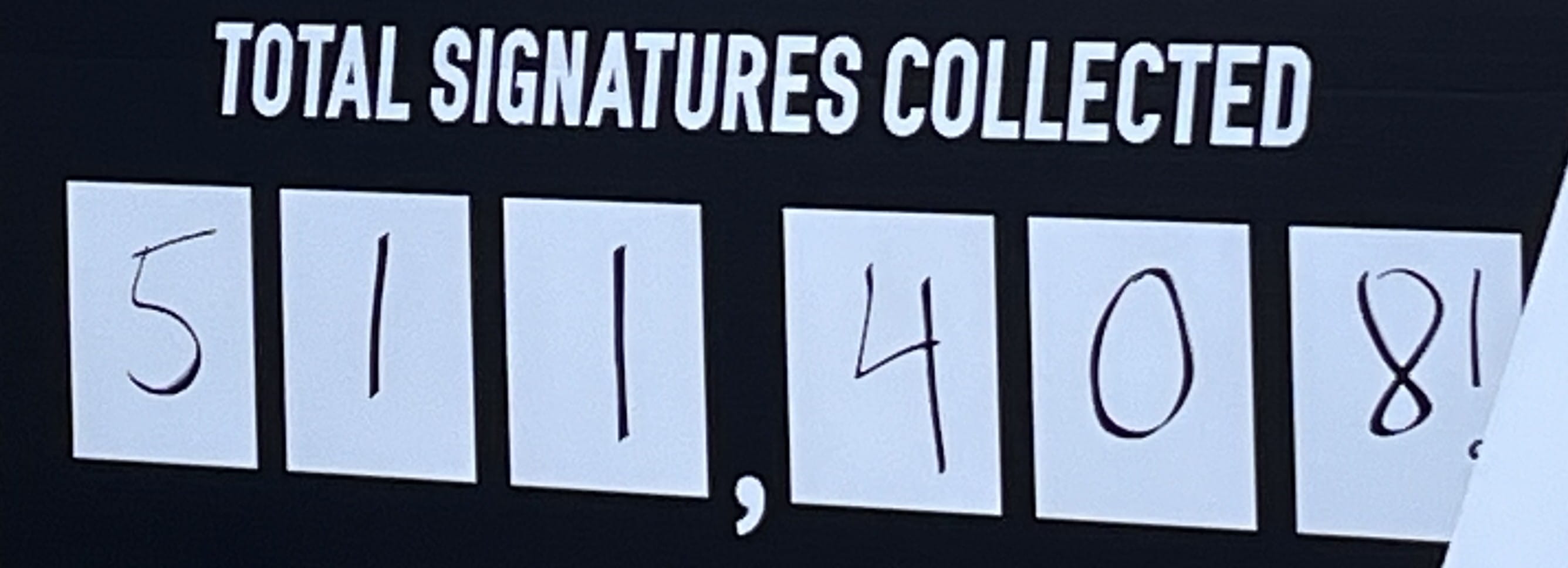 Picture of the amount of signature collected for the intitive petition