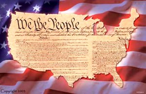 Picture of a flag, with a US map to top of it, and the phase We The People inside the map meme